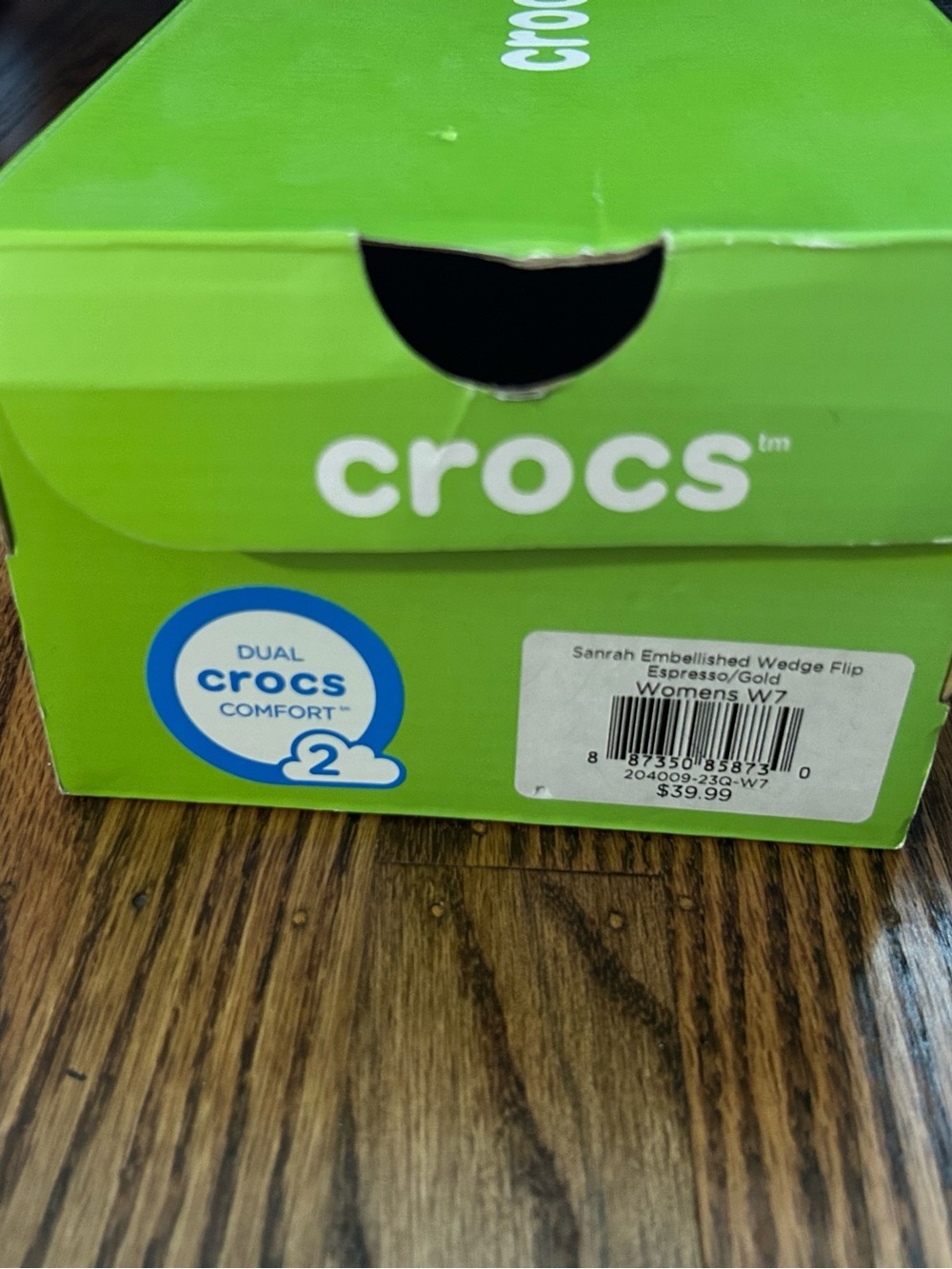 Crocs Sanrah Hammered Circle Wedge Flip Sandals sz 7 - Picture 7 of 7